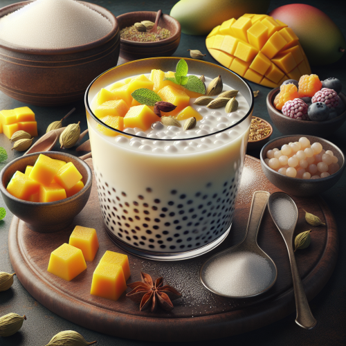 Kokosowy pudding z tapioki z musem mango