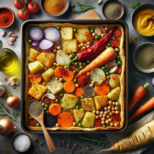 One-pan Spicy Carrot, Potato and Parsnip Filo Traybake
