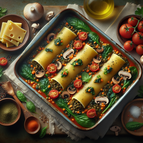 Cannelloni nadziewane zieloną soczewicą
