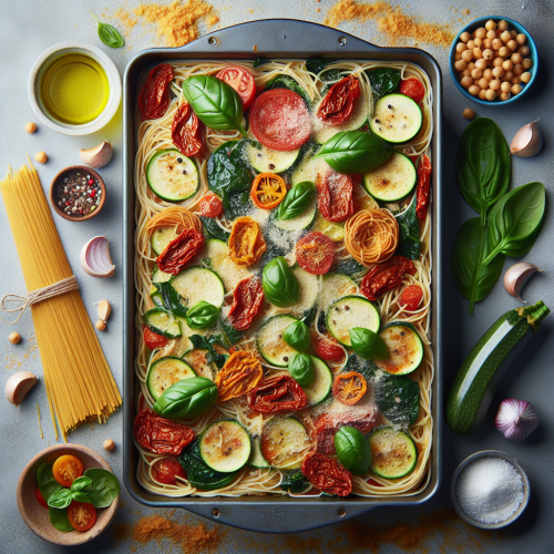Pieczone spaghetti z warzywami