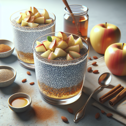 Pudding chia z jabłkiem, tahini i cynamonem