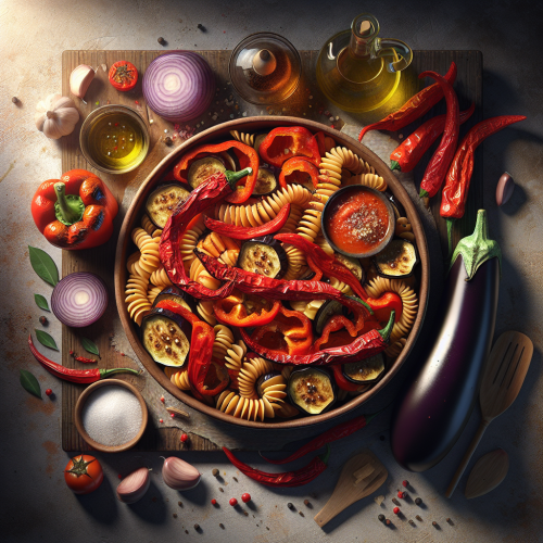 Pikantna pasta z pieczonej papryki i bakłażana
