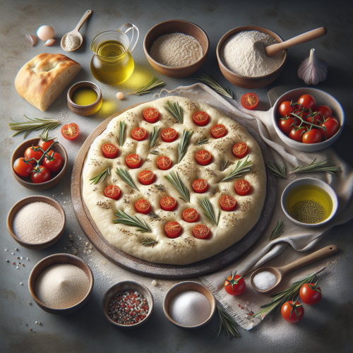 Puszysta focaccia z rozmarynem i pomidorkami