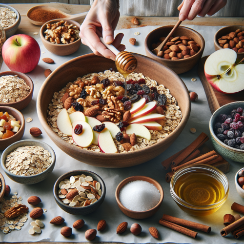 Domowa granola z orzechami i suszonymi owocami