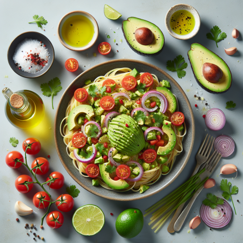 Pasta guacamole z awokado i pomidorami
