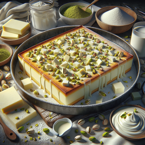 Mazurek pistacjowy z białym kremem czekoladowym