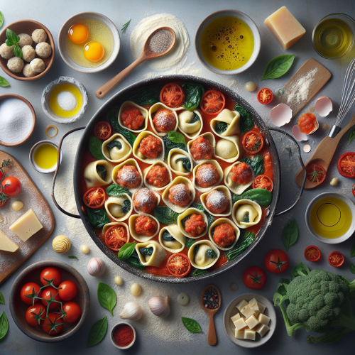 Tortellini zapiekane w sosie pomidorowym z pulpecikami