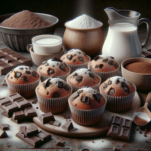 Puszyste muffinki czekoladowe z kawałkami gorzkiej czekolady