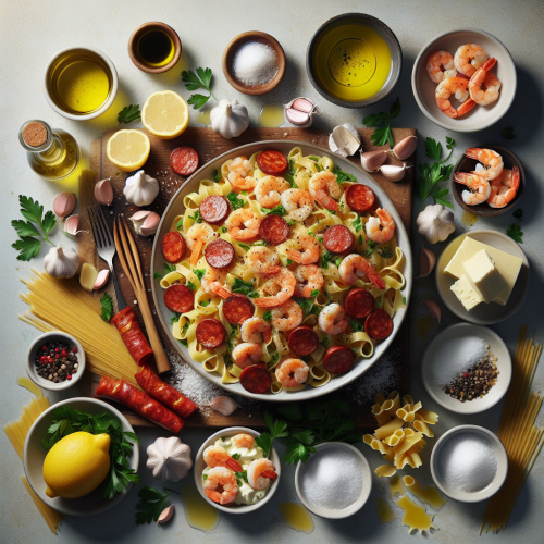 Makaron z chorizo i krewetkami
