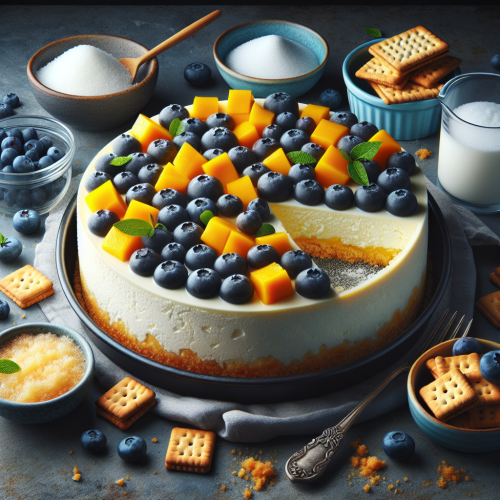 Sernik na zimno z jagodami i mango