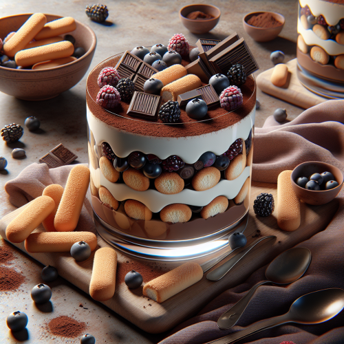 Czekoladowe tiramisu z owocami leśnymi