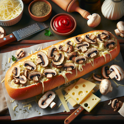 Zapiekanki z bagietki z pieczarkami i mozzarellą
