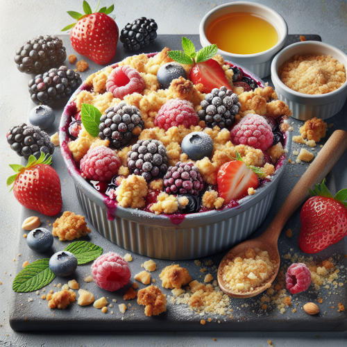 Leśny crumble z owocami i kruszonką
