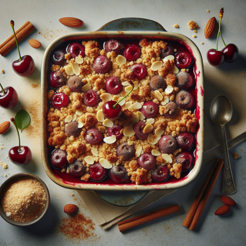 Wiśniowe crumble z kruszonką cynamonowo-migdałową