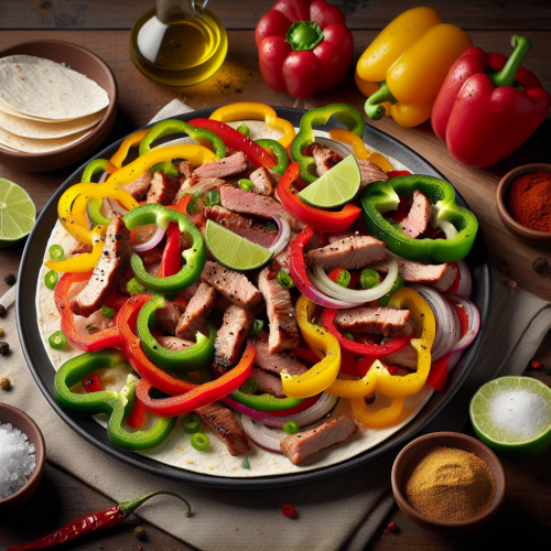 Wieprzowe fajitas z kolorowymi paprykami