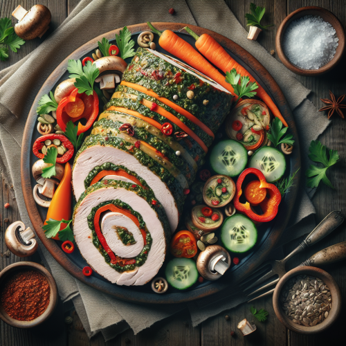 Rolada z indyka z pesto i warzywami