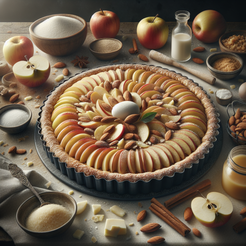 Tarta migdałowa z jabłkami i marcepanem