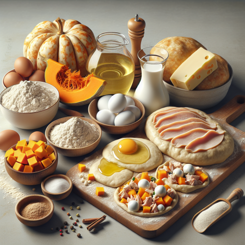 Pieczone pierogi drożdżowe z dynią, indykiem i mozzarellą