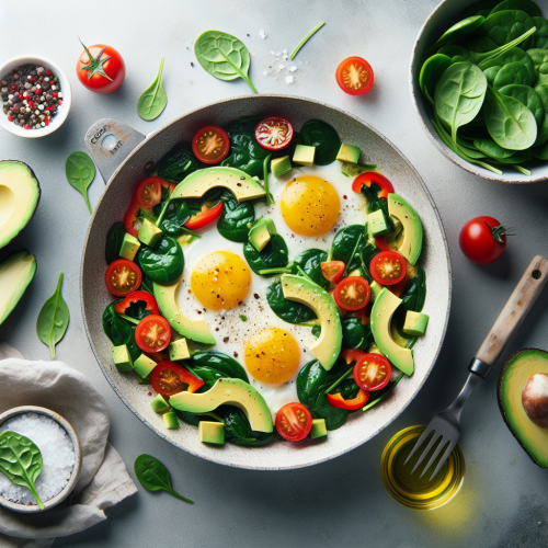 Śniadanie – Jajka z warzywami + awokado