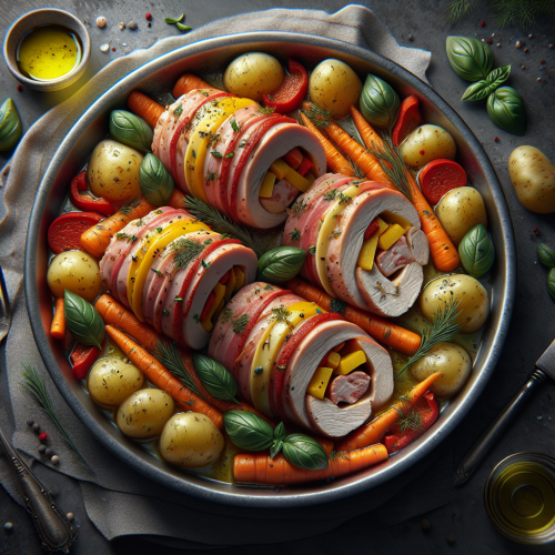 Roladki z kurczaka po prowansalsku z marchewką i ziemniakami